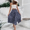 thumbnail image 5 of LWavelet Women Ditsy Floral Print Smocked Midi Skirt High Waist Side Split A Line Skirt Navy XL, 5 of 8