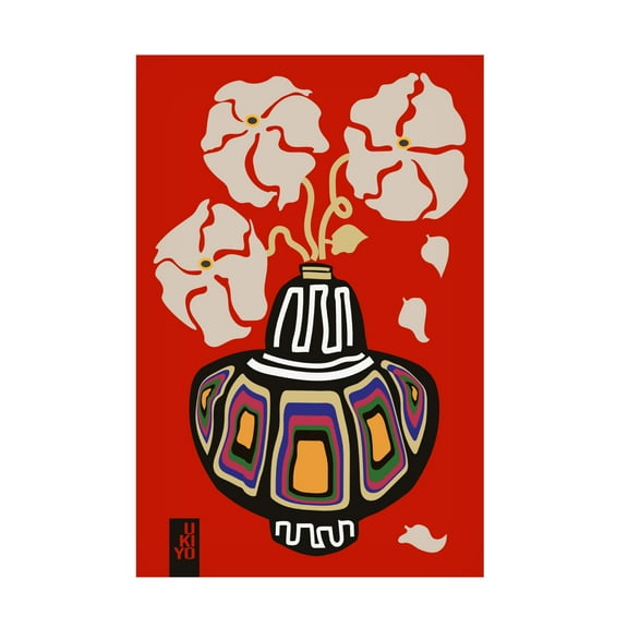 Trademark Fine Art Frances Collett Ukiyo Vase Flower Rainbow Red Canvas Wall Art