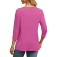 thumbnail image 6 of Texiao 3/4 Length Sleeve Women's Tops V Neck Casual Tunic Tops Basic Shirts Loose Fit Blouse, 6 of 9