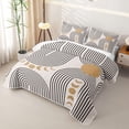 thumbnail image 3 of Homewish Bohemian Abstract Lines Twin Quilt Set,Mid-Century Artwork Twin Coverlet Set,Beige,2 Pieces, 3 of 7