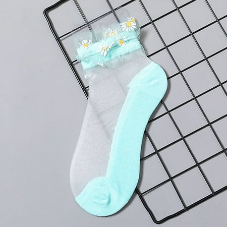 

Huachen Women Breathable Stocking Fashion Floral Mesh Patchwork Summer Thin Socks