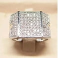 thumbnail image 2 of 2Ct Round Cut Simulated Diamond Cluster Charm Men's Engagement Ring 14K White Gold Plated 925 Silver, 2 of 4