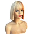 thumbnail image 2 of WIND FLYING 10 Inches Bob Wig with Bangs Pumpkin Head Beige Brown, 2 of 5
