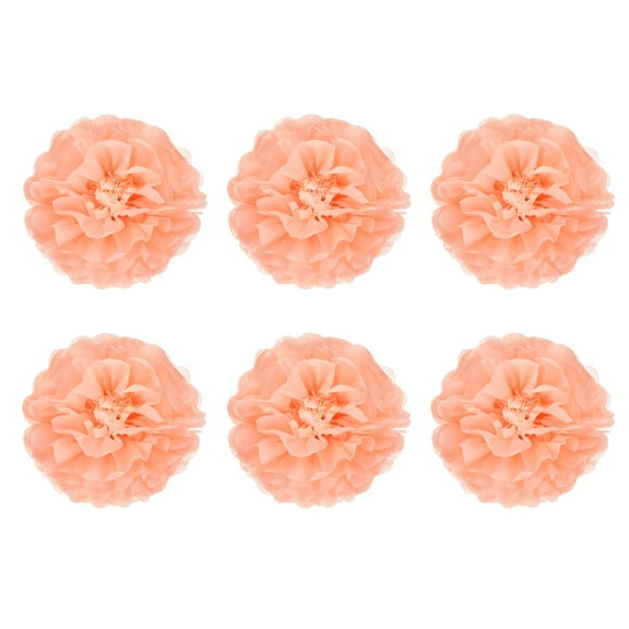 Uxcell Paper Flowers 13D Tissue Paper Pom Poms for DIY Crafting Wall Wedding Party Peach Pink 10 in