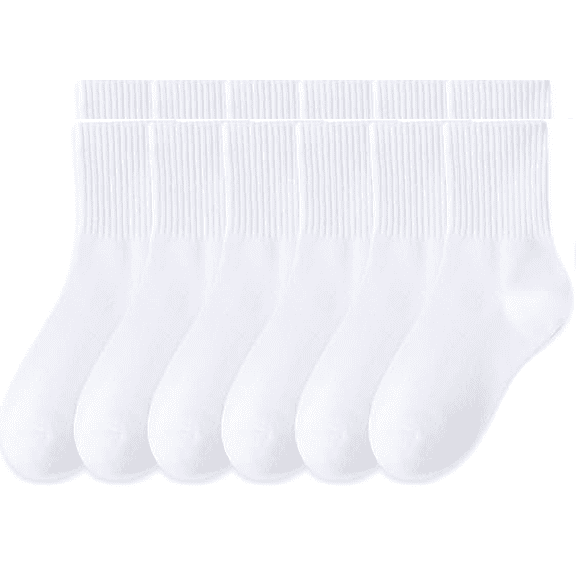 Kids Sports Socks 6 Pairs Moisture Wicking Soft Stretchy Athletic Socks for Youth Ages 10 to 12 Years Old