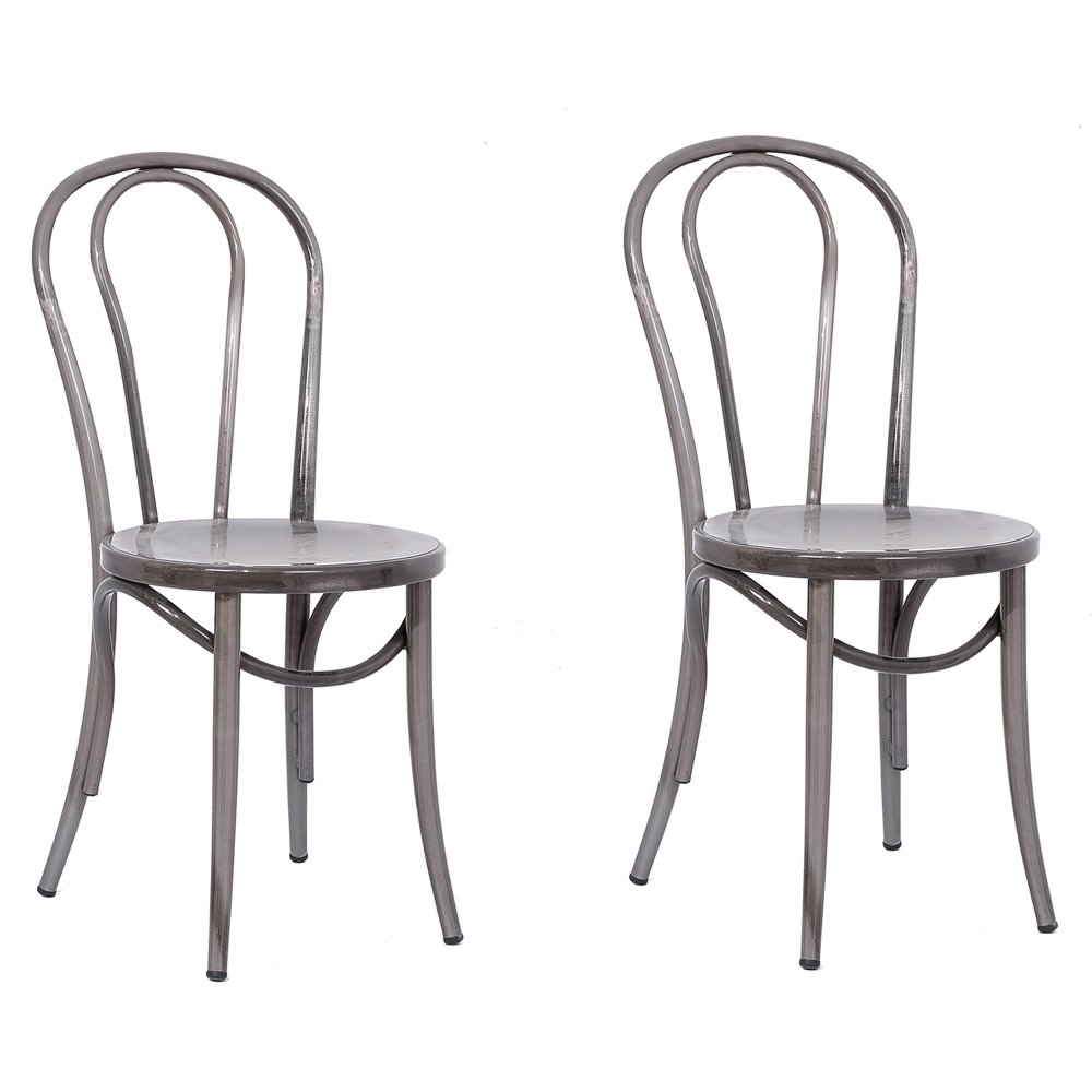 Ellie Natural Metal Bistro Chairs Set of 2