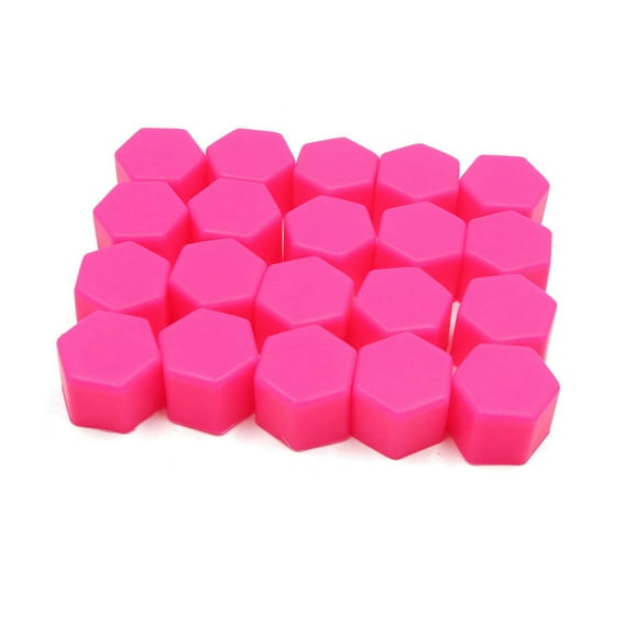 Unique Bargains 20 pcs 21mm Car Wheel Tire Nut Screw Lug Dust Cover Caps Hub Protector Pink for Car