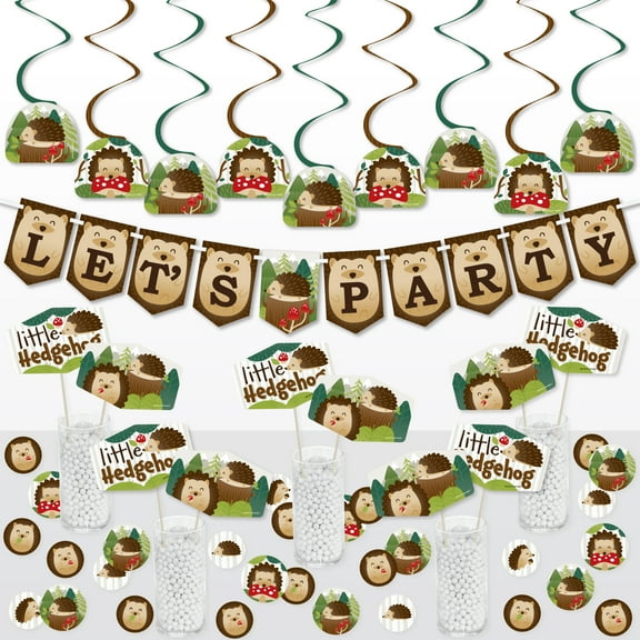 Big Dot of Happiness Forest Hedgehogs - Woodland Birthday Party or Baby Shower Supplies Decoration Kit - Decor Galore Party Pack - 51 Pieces