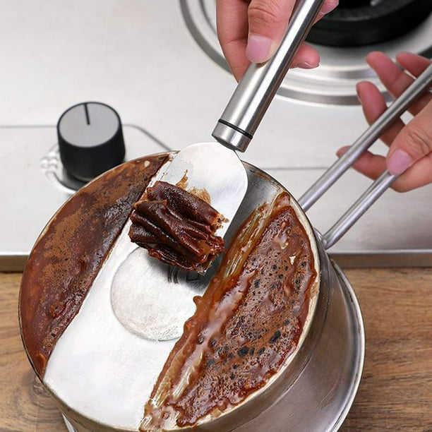 Espátula de limpieza de acero inoxidable | Herramienta multifuncional para desengrasar el fondo de olla | Plata | 40cm | Quitar suciedad, alquitrán, adhesivo, manchas | Manija ergonómica resistente