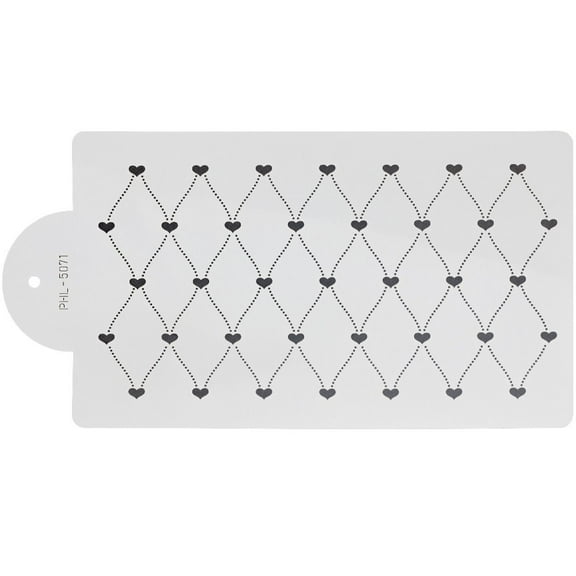 O'Creme Cake Decorating Plastic Stencil, Hearts on Wavy Dotted Lines