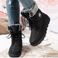 thumbnail image 2 of HEWUQI Women's Winter Snow Boots Platform Plush Cuff Mid Calf Boots Waterproof Lug Sole Lace up Hiking Shoes Black Size 8, 2 of 7