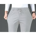 thumbnail image 6 of Wyobmus Mens Casual Pants Solid Color Baggy Slacks Elastic Waist Straight Leg Pocket Casual Trousers,L-5XL Gray, 6 of 8
