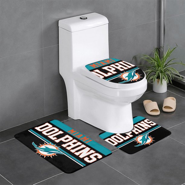 Juego de 3 alfombras de baño del equipo Dolphins, alfombra antideslizante para baño, 31,5 x 20 pulgadas
