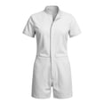 thumbnail image 3 of XIAONU Zip Front Short Sleeve Romper Jumpsuit For Men Stand Collar Relaxed Fit Casual Short Outfit, 3 of 3