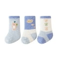 thumbnail image 5 of CUZIBR Girls Socks Winter Thickened Warm Fuzzy Socks First Walking Shoes Floor Ankle Socks 3D Lovely Cartoon Pattern Slipper Socks,Blue,18 -24 Months, 5 of 7