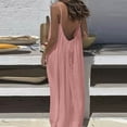 thumbnail image 4 of Backless Cami Dresses for Women - Sleeveless Spaghetti Strap Maxi Lounge Dress with Back Tie Pink L, 4 of 5