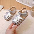 thumbnail image 2 of KPOPLK Toddler Girl Sandals Wide Toe Box Mary Jane Dress Shoes for Party School Uniform Summer Flower Girls Shoes Size 5.5,Silver, 2 of 6