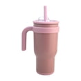 thumbnail image 3 of Termo Doble Pared Acero Inoxidable Exterior e Interior, Vaso Térmico con Tapa Doble y Popote Plástico con Silicona y Asa Ergonómica, Capacidad 900 ml, Rosa, 3 of 8