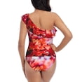 thumbnail image 6 of Yiaed Autumn Maple Leaves Print Women One Piece Swimsuits Tummy Control One Shoulder Bathing Suits Pattern Ruffle Swimwear-Medium, 6 of 8