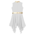 thumbnail image 4 of renvena Girls Praise Church Dance Dress Sleeveless Metallic Gold Asymmetrical Liturgical Celebration Choir Costume White 16, 4 of 7