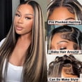 thumbnail image 4 of 1B/27 Straight 13x4 Lace Frontal Wig Human Hair Pre Plucked Ombre Blonde Colored Lace Front Wigs, 4 of 7