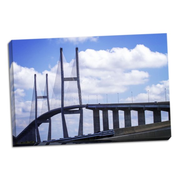Gango Home Decor Contemporary Sidney Lanier Bridge II by Alan Hausenflock (Ready to Hang); One 24x16in Hand-Stretched Canvas