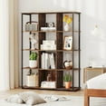 thumbnail image 4 of Resenkos 12-Cube Bookcase with Anti-Tip Kits for Living Room Organization - Rustic Brown/Black, 4 of 8