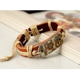 thumbnail image 2 of Pulsera de cuero para hombre Pulsera de cuero trenzado multicapa de piel de vaca para hombre Rojo Verde, 2 of 5