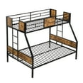 thumbnail image 5 of Harper & Bright Designs Twin Over Full Metal Bunk Bed with 2 - Side Ladder and Full-Length Guardrail, Metal Bunk Bed Frame with Large Under Bed Storage for Bedroom, Black & Brown, 5 of 10