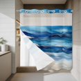 thumbnail image 4 of Ocean Waves No Hook Shower Curtain with Snap in Liner Gradient Blue White Marble Waves Waterproof Bathroom Shower Curtain with See Through Top Window for Bathtub 72" x 72", 4 of 9