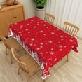 thumbnail image 5 of Nanqianyi Winter Snowflake Christmas Tablecloths 60x84 inch Rectangle, Snow Trees Elk Printed Red Table Cloths for Xmas Family Gatherings Decor, 5 of 11