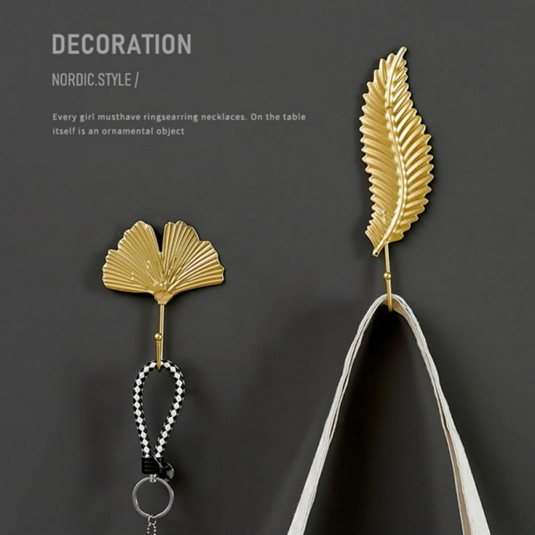 4Pcs Gold Decorative Wall Hooks,Gold Hooks for Hanging Keys, Hats