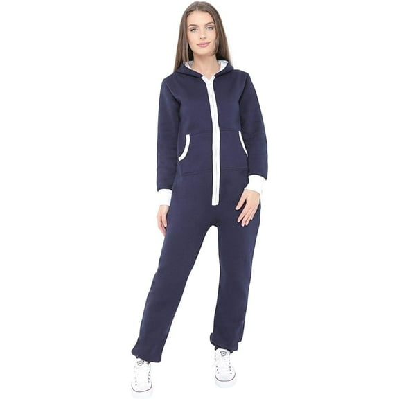 Women's Fleece Onesie Pajama – Zip-Up Hooded Jumpsuit Loungewear, Unisex One-Piece Sleepwear