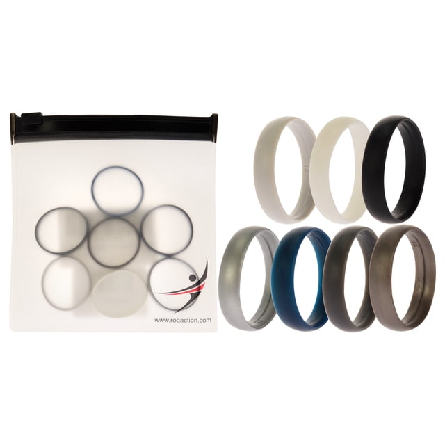 Juego de anillos sólidos lisos de boda de silicona de 6 mm de ROQ para hombres - Anillo de 7 x 14 mm