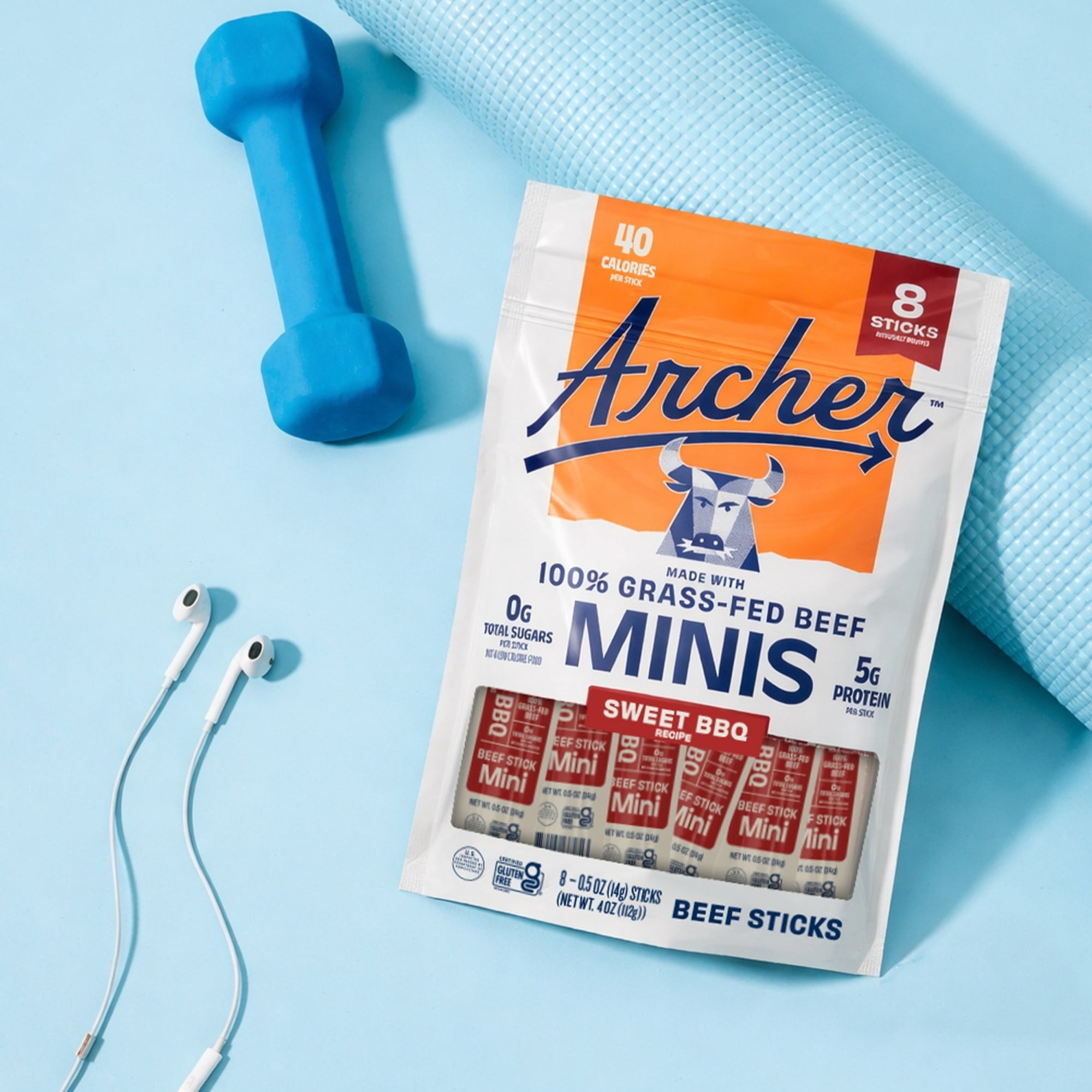 Archer Sweet BBQ Beef Mini Jerky Sticks, 0.5 oz, 8 Count