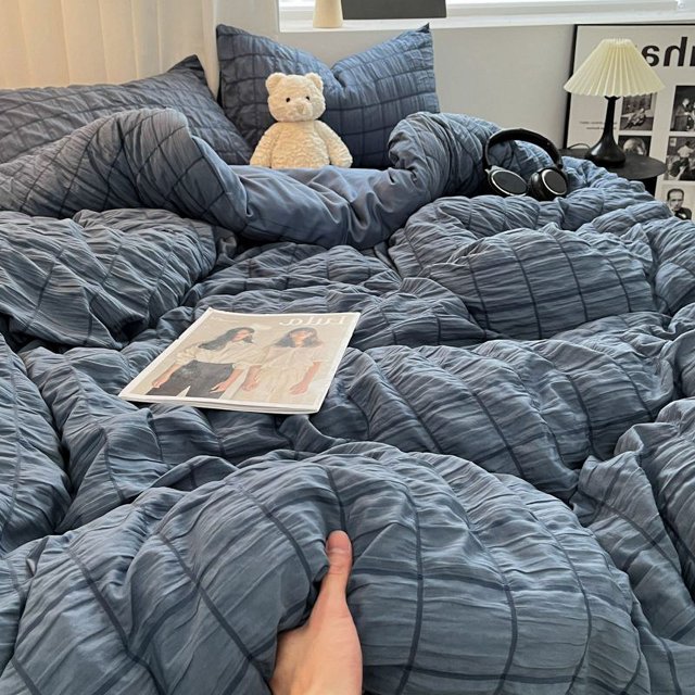 Luxury White Ruffled Seersucker Duvet Cover Soft Solid Color Bedding Set With Bed Sheet Pillowcases Single Queen King Size FGS