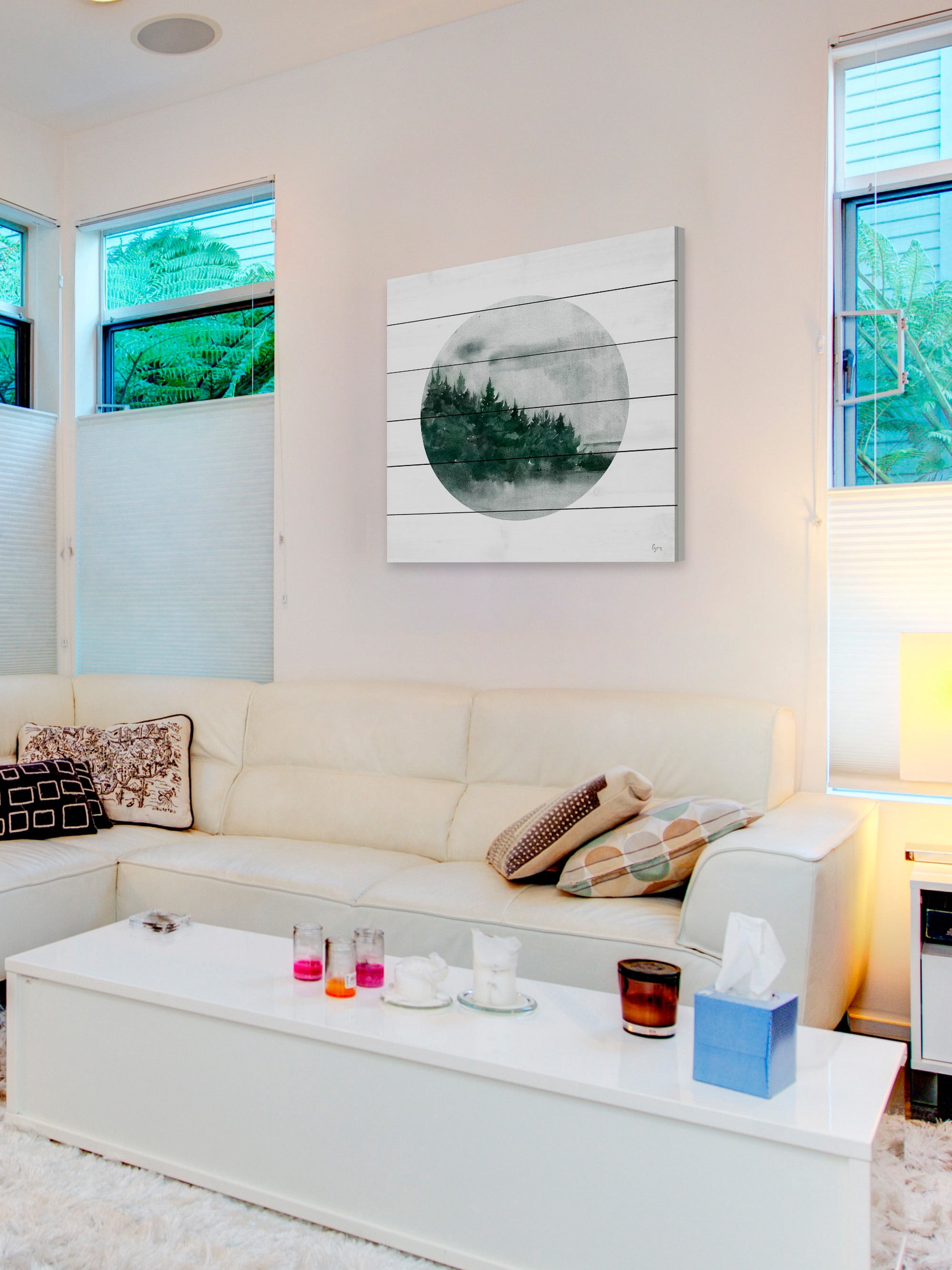 Forest Dusk Painting Print on White Wood