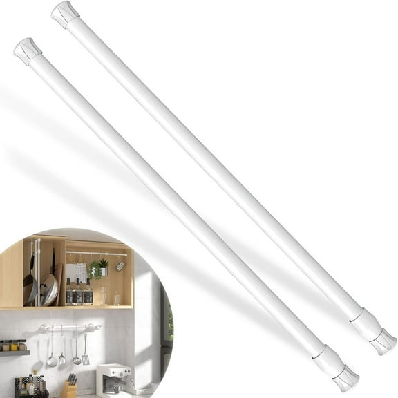 2 Pack Tension Curtain Rod, Window Safety Bars, Adjustable Sliding Glass Door Lock, Window Lock Bar Curtain Rods for Home, Bathroom, Bedroom, Dorm, Office, Extends from 23.62-39.37 Inches (White)