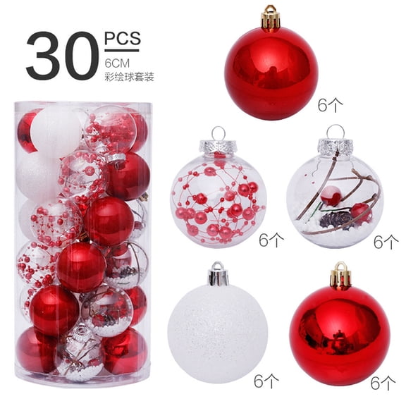 Twfbrm Christmas Ornaments Set, 30Pcs Clear Plastic Shatterproof Christmas Ball Hanging Ornaments for Xmas Tree Decorations, for Indoor Home Thanksgiving Party Holiday Decor