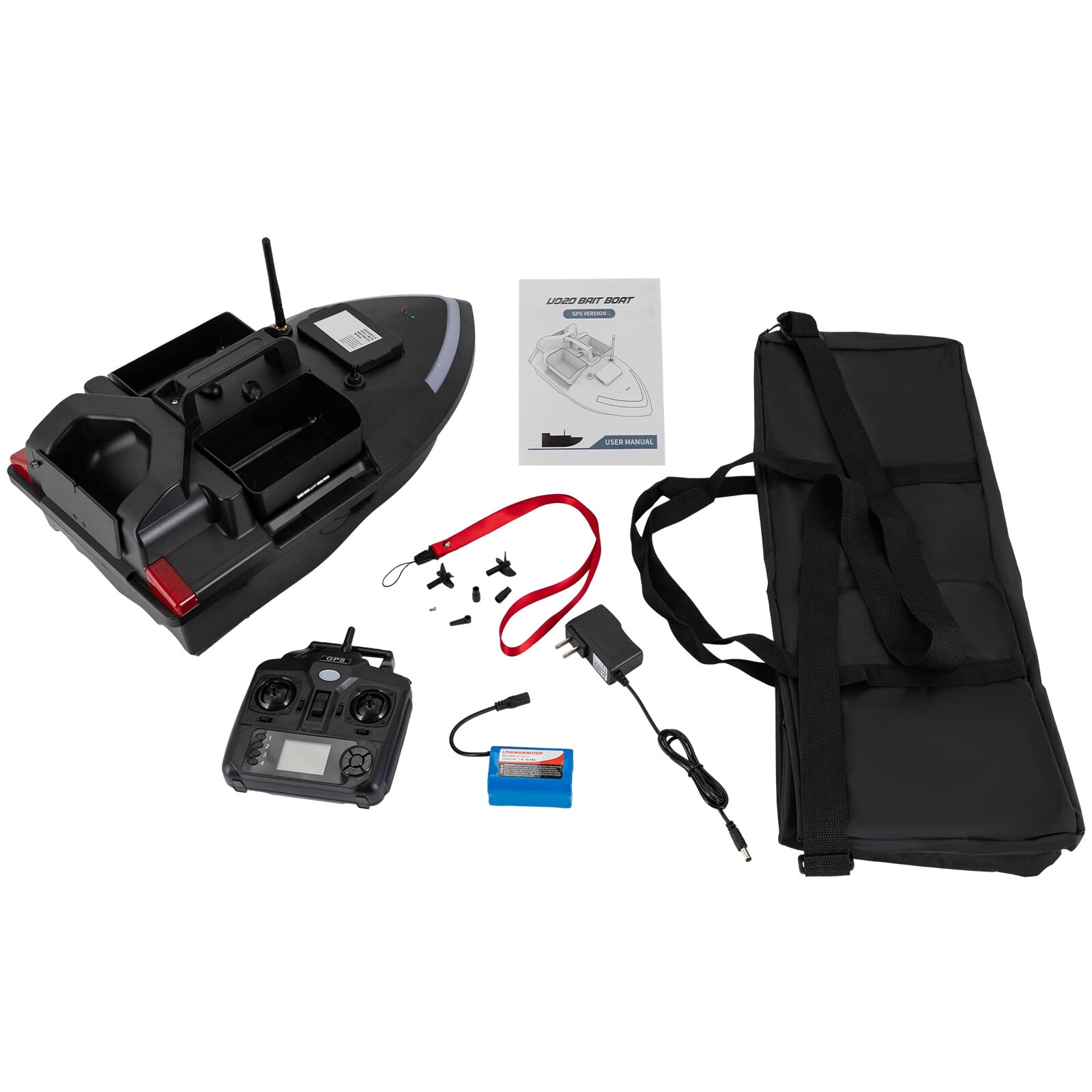 DENEST 500m/1640.42ft 2.4GHz GPS Fishing Bait Boat with 2kg/4.41lbs Tank, 12000mAh Lithium Battery, Remote Control Bait Boat for Fishing