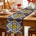 thumbnail image 3 of Simple Style Table Runner, Yellow Flowers Impressionist Artwork Cotton Linen Kitchen Table Decoration Washable Dining Tabletop Runners for Home Party Decor 13x120 Inches, 3 of 9