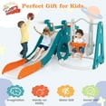 thumbnail image 4 of Costway 5-in-1 Toddler Slide Set with Basketball Hoop and Swing Baby Slide Playset Indoor, 4 of 10