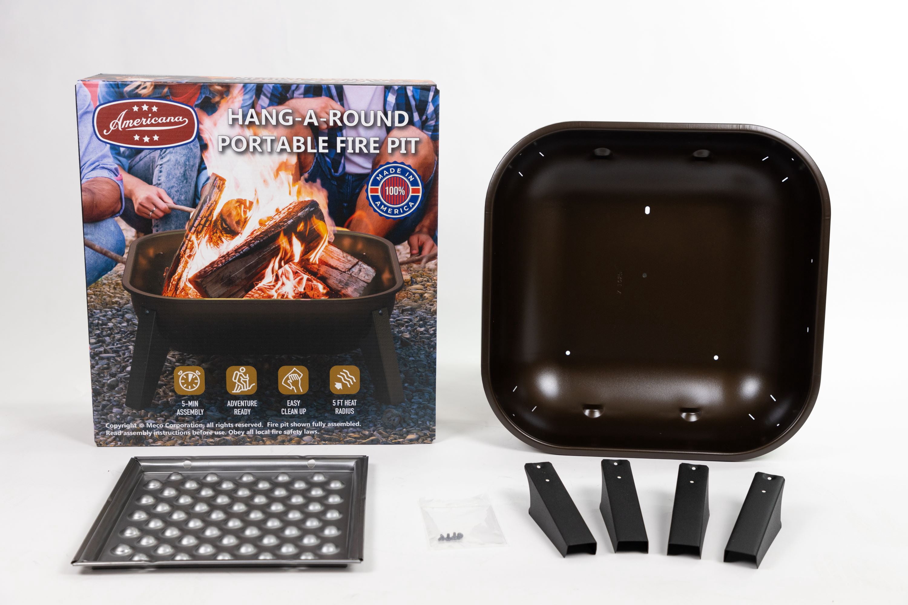 Americana Hang-A-Round Portable Fire Pit – Adventure-Ready, Easy to Carry, and Built for the Outdoors