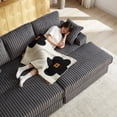 thumbnail image 5 of 84" Loveseat Cloud Couch with 2 Ottomans and 2 Cup Holders, Modular Deep Seat Sectional Sofa with Hidden Storage and Throw Pillows for Living Room, Grey, 5 of 9