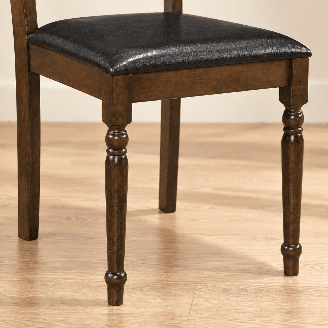 Furnibear Farmhouse Dining Chairs Set of 2 PU Leather Upholstered Ladder Back Kitchen Chairs with Spiral Legs for Dining Room, Brown