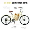 thumbnail image 3 of Aukfa 24" Cruiser Bike for Women Girls Ladies,Commuter Bike Shimano 6 Speed Bicycle Hybrid Bikes,Yellow, 3 of 8