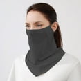 thumbnail image 4 of Xfvqtps Womens Face Mask Neck Scarf Integrated with Ear Loops Mesh Breathable Ice Silk Cool Solid Color UV Protection Sun Protective Sunshade Multipurpose Cycling Mask Dark Gray, 4 of 4