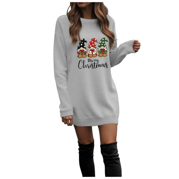 TTUHYWXI Womens Christmas Sweatshirts Sherpa Lined Pullover Cute Gnome Graphic Winter Sweater Top Soft Warm Loungewear (Grey, M)