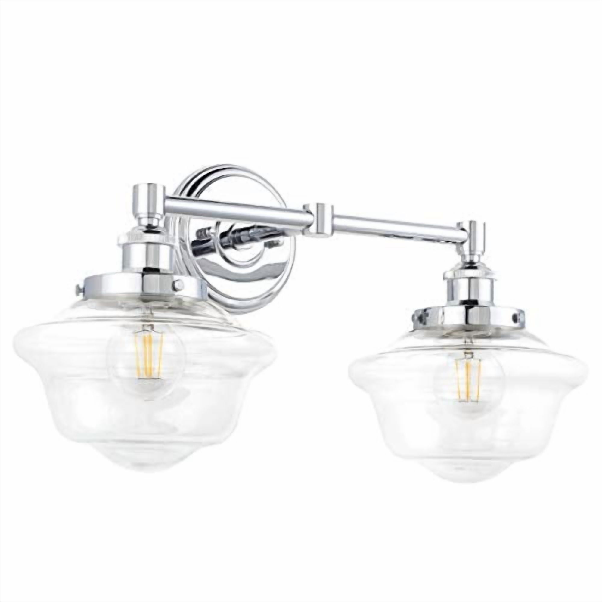 Linea di Liara Lavagna Farmhouse Polished Chrome Bathroom Light Fixtures Over Mirror 2-Light Bathroom Vanity Light Fixture Clear Glass Shades Modern Vanity Lights, Bulbs Included U