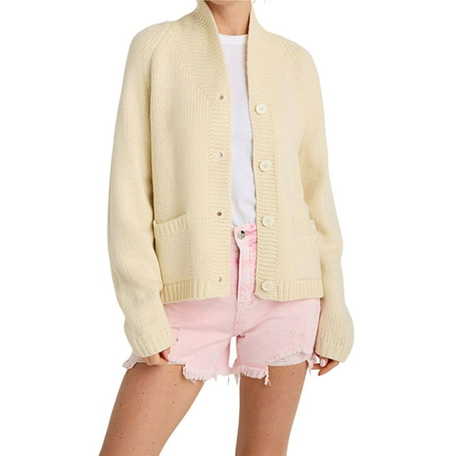 Suéter Cárdigan de Larga para Mujer, Estilo Informal, Estilo Y2K, Holgado, con Botones, de Punto Albaricoque S